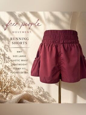 NWT🔖 Free People Movement Plum Running Shorts Elastic Waist Size L
